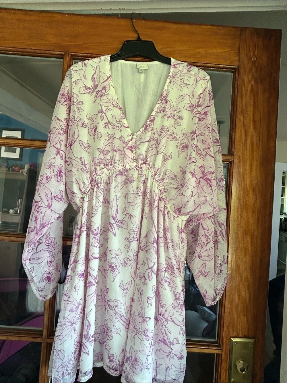 a new day White Floral Dress with Lilac/Magenta Print
